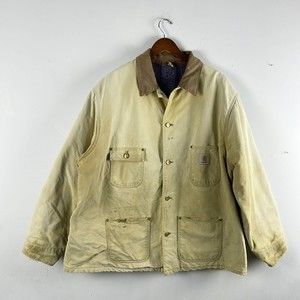 Vintage Carhartt Blanket Wool Lined Chore Coat Canvas Jacket Size 2X Made in USA